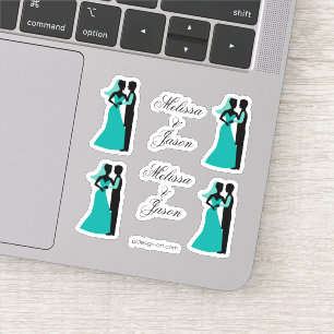 Bride Groom Blauwgroen Elegant Wedding Sticker