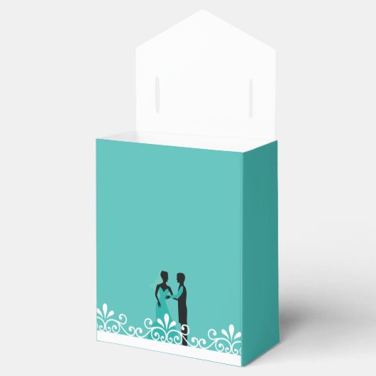 Bride Groom Blauwgroen White Elegant Wedding Dank  Bedankdoosjes (Geopend)