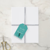 Bride Groom Blauwgroen White Elegant Wedding Dank  Cadeaulabel (Met Touw)