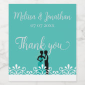 Bride Groom Blauwgroen White Elegant Wedding Dank  Wijn Etiket (Enkel label)