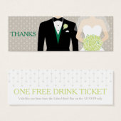 Bride groom bruiloft gratis drink bon green mini visitekaartjes (Voorkant /achterkant)