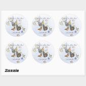 Bride & Groom Butterflies Swirls Navy & Yellow Ronde Sticker (Vel)
