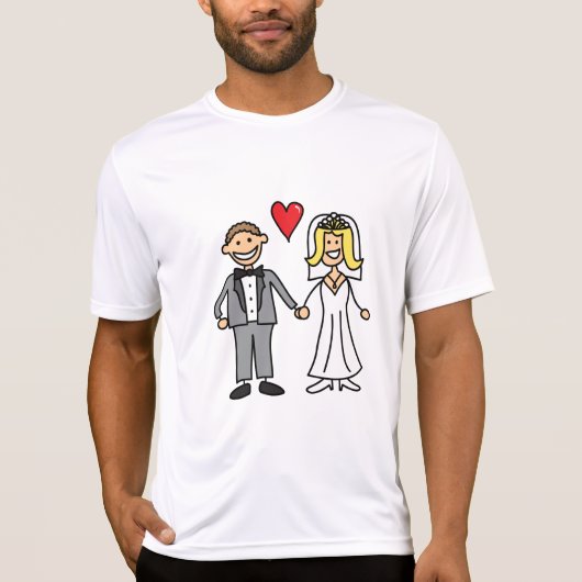 Bride & Groom Cartoon - voeg uw eigen bericht toe T-shirt (Voorkant)