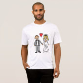 Bride & Groom Cartoon - voeg uw eigen bericht toe T-shirt (Voorkant volledig)