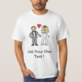 Bride & Groom Cartoon - voeg uw eigen bericht toe T-shirt (Voorkant)