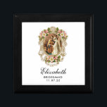 Bride Groom Christelijk Gold Floral Bridesmaid Cadeaudoosje<br><div class="desc">Met een prachtig katholiek afbeelding van de Maagd Mary en Sint-Joseph op hun trouwdag,  overgelegd op een gouden lijst met bloemen. Het traditionele gebed van Memorare in het midden.</div>
