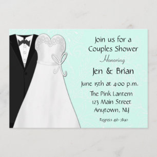 Bride Groom Couples Shower Invitation Kaart