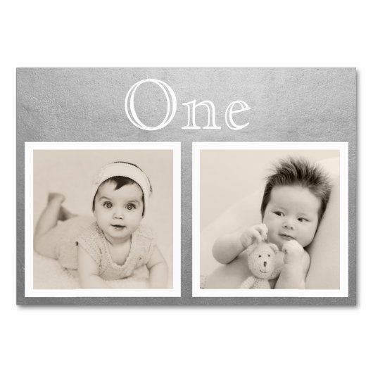 Bride Groom Custom Age Silver Table Number Kaart (Achterkant)