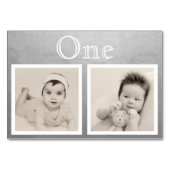 Bride Groom Custom Age Silver Table Number Kaart (Voorkant)