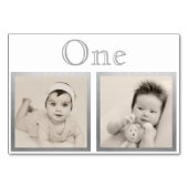 Bride Groom Custom Age Silver Table Number Kaart (Voorkant)