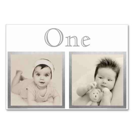 Bride Groom Custom Age Silver Table Number Kaart (Voorkant)