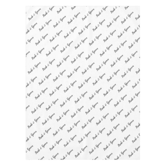 Bride Groom Diagonal Typografie Tafelkleed (Voorkant)