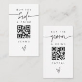 Bride & Groom Drink Card Scan QR Code Wedding G400 Visitekaartje (Voorkant / Achterkant)