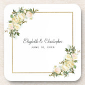 Bride Groom Elegant Roos Floral Wedding Keepslag Bier Onderzetter (Voorkant)