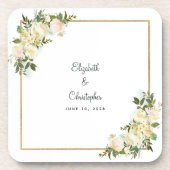 Bride & Groom Elegant Wedding Botanical Floral Bier Onderzetter (Voorkant)