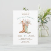Bride & Groom Floral Boots Cowboy Western bruiloft Kaart (Staand voorkant)