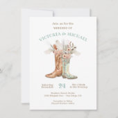 Bride & Groom Floral Boots Cowboy Western bruiloft Kaart (Voorkant)