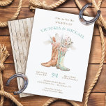 Bride & Groom Floral Boots Cowboy Western bruiloft Kaart<br><div class="desc">Waterverf Westerne Boeken voor de bruid en groom in zacht kleurenschema van browns, onduidelijk beeld, en bleek geel. Gedroogde wilde bloemen in zachte crèmes, en zwarte pinks en groene. Geweldig voor je Westerne bruiloft! Alle formuleringen kunnen worden gewijzigd. Kan worden gebruikt voor een repetitief diner, verlovingsfeest, enz. Om meer veranderingen...</div>