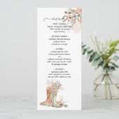 Bride & Groom Floral Boots Cowboy Western Menu (Staand voorkant)