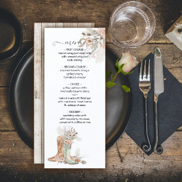 Bride & Groom Floral Boots Cowboy Western Menu