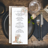 Bride & Groom Floral Boots Cowboy Western Menu