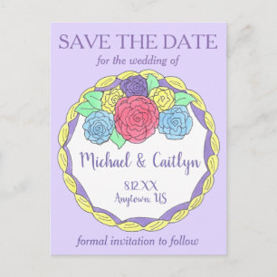 Bride Groom Floral Wedding Cake Save the Date Aankondigingskaart