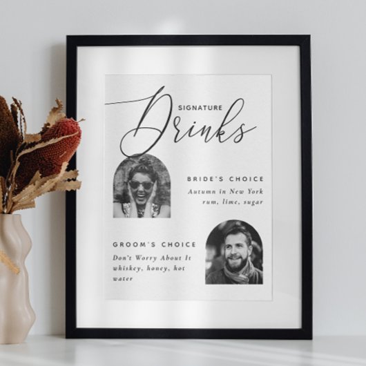Bride & Groom Foto Handtekening Drinken | bruiloft Poster