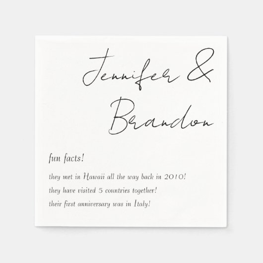 Bride & Groom Fun Facts Wedding Napkins Servet (Voorkant)