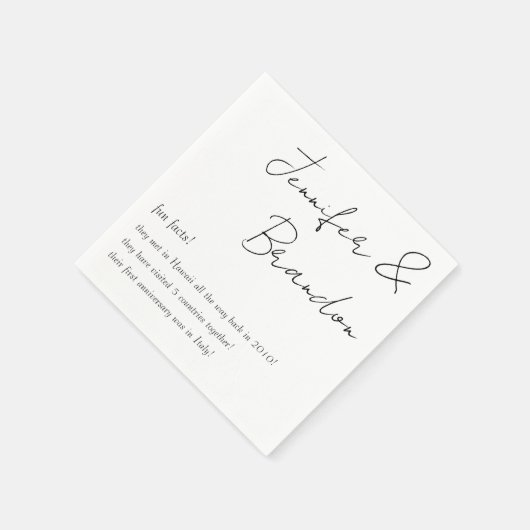 Bride & Groom Fun Facts Wedding Napkins Servet (Hoek)