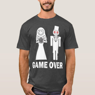 Bride Groom Game Over Marriage Funny 77 T-shirt