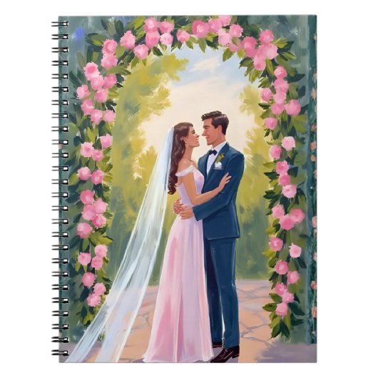 Bride & Groom Garden Arch | Floral Wedding Painted Notitieboek (Voorkant)