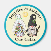 Bride & Groom Gnome Couple Cruise Door Marker Magneet (Voorkant)
