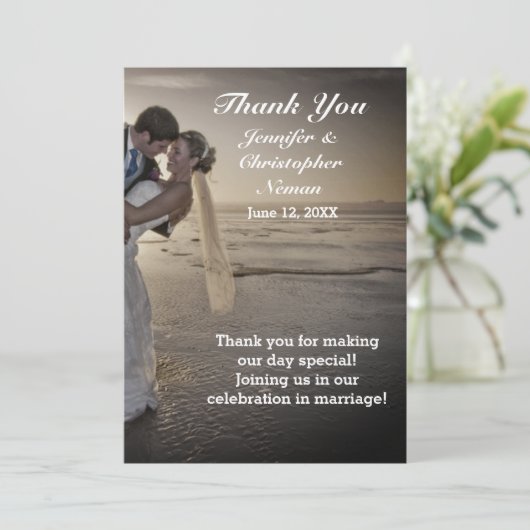 Bride & Groom Grayed Sunset Beach Kaart (Staand voorkant)