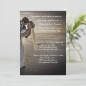 Bride & Groom Grayed Sunset Beach Weddenschappen I Kaart (Staand voorkant)