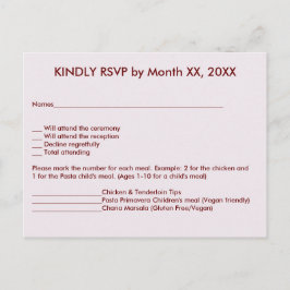 Bride & Groom in Sunset RSVP Menu Postcard