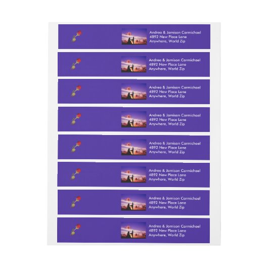 Bride & Groom in Sunset Wrap rond Adresetiketten Adreslabel Wikkel (Vel)