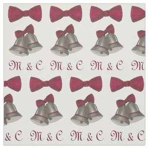 Bride Groom Initialen Silver Bells Weddenschap Stof