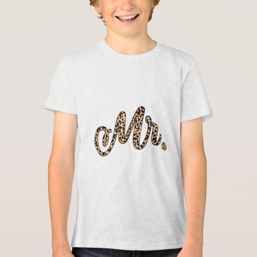 Bride Groom Leopard Print Wedding Matching Coup Tri-Blend Shirt (Voorkant)