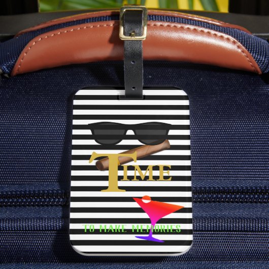 BRIDE & Groom Martini Cigar Bon Voyage Bagagelabel (Voorkant Insitu 2)