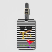 BRIDE & Groom Martini Cigar Bon Voyage Bagagelabel (Voorkant (verticaal))