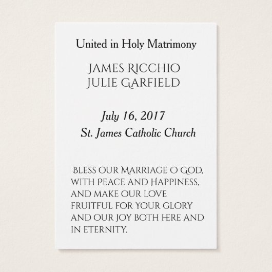 Bride Groom Mary van de Heilige Kaart voor bruilof (Achterkant)