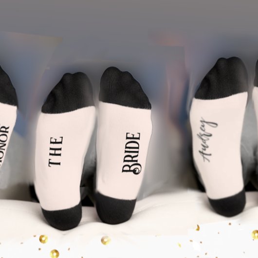 Bride & Groom met huwelijksdatum Bride's Sokken