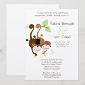 Bride/Groom Monkeys Offbeat Wedding Invitation Kaart (Voorkant / Achterkant)