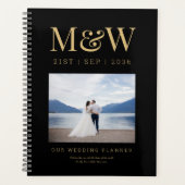 Bride & Groom Monogram Foto Black Weddenschap Planner (Voorkant)