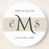 Bride & Groom Monogram Sandstone Drink Onderzetter (Voorkant)
