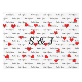 Bride Groom Monogram Typografie Red Hearts Tafelkleed