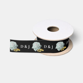 Bride Groom Monogram Weddenschap White Rose Gold R Satijnen Lint