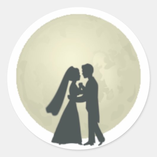 Bride & Groom Moonlight Dance Ronde Sticker (Voorkant)
