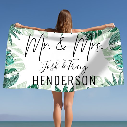 Bride & Groom, Mr. en Mrs., Jubileum, Verloving Strandlaken