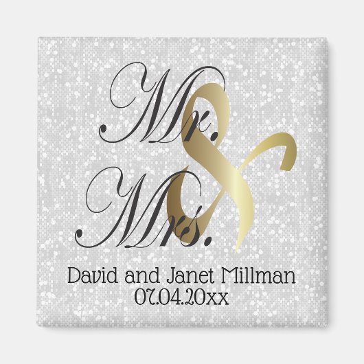 Bride & Groom | Mr & Mrs Wedding Keepsake Magneet (Voorkant)